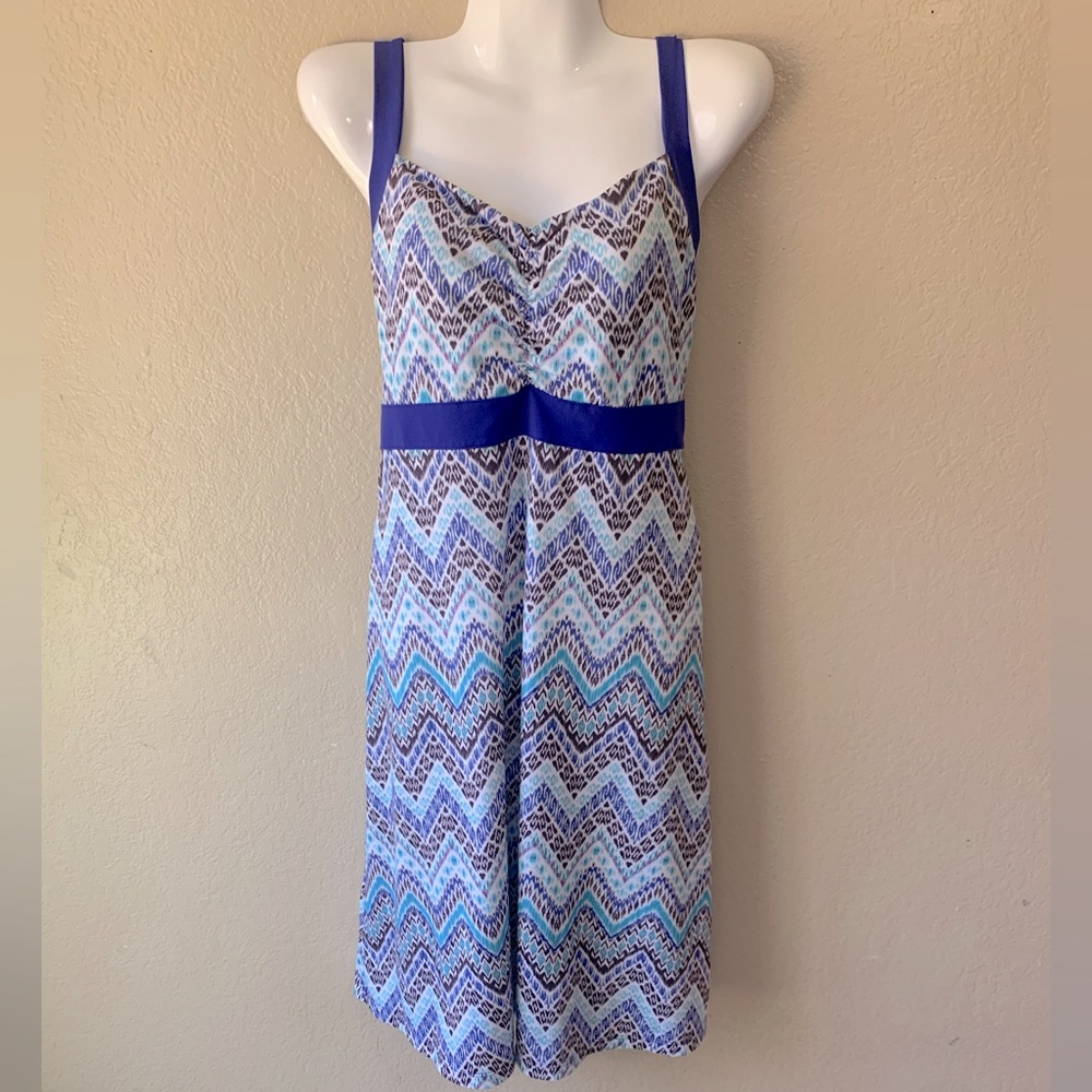 PRANA Chevron Print Blue Purple Golf Tennis Athletic Dress Size XL - Picture 2 of 9